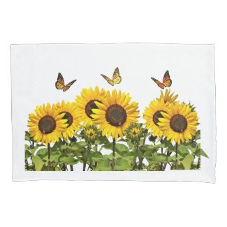 Yellow Sunflowers with Butterflies Floral 