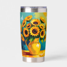 Yellow Sunflowers with Turquoise Background