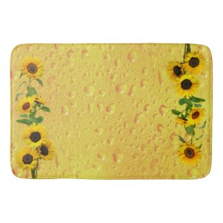 Yellow Sunflowers with water rain drops on glass