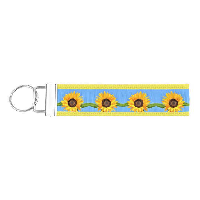 Yellow Sunflowers Wrist Keychain (Keys on Left)