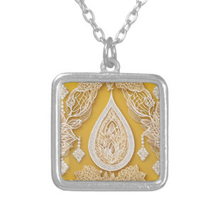 Yellow Sunny Days AI art  Silver Plated Necklace