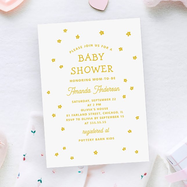 Yellow sunny flowers. Cute floral baby shower Invitation (Creator Uploaded)
