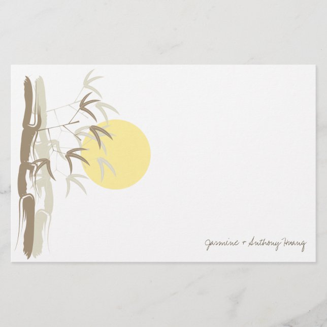 Yellow Sunrise Bamboo Zen Asian Wedding Stationery (Front)