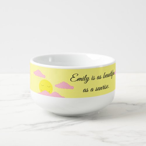 Yellow Sunrise with Lots of Pink Clouds Soup Mug