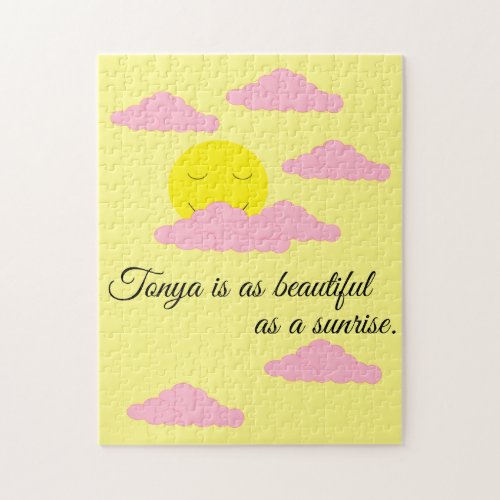 Yellow Sunrise with Several Pink Clouds Jigsaw Puzzle