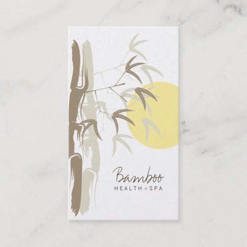 Yellow Sunrise Zen Oriental Bamboo Leaves Asian Business Card