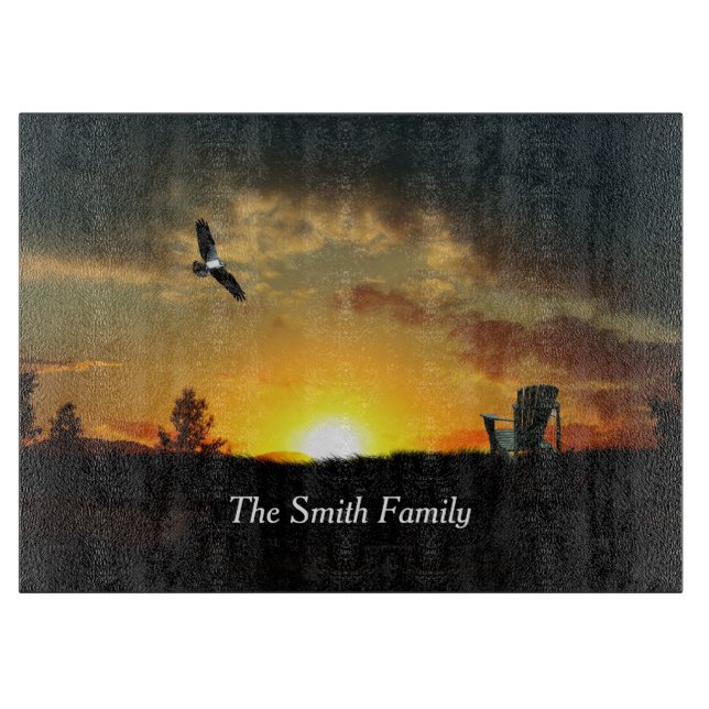 Yellow Sunset Grassy Meadow Cutting Board (Front)