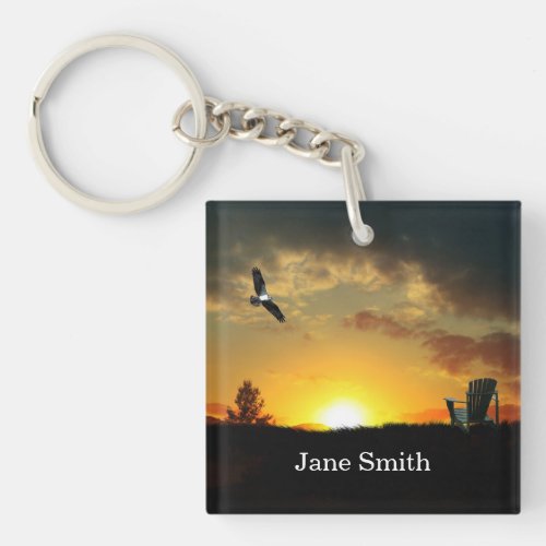 Yellow Sunset Grassy Meadow Keychain