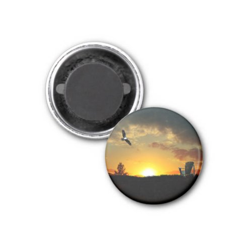 Yellow Sunset Grassy Meadow Magnet