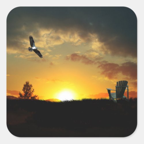Yellow Sunset Grassy Meadow Stickers