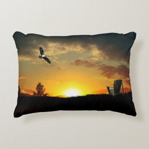 Yellow Sunset Grassy Meadow Throw Pillow