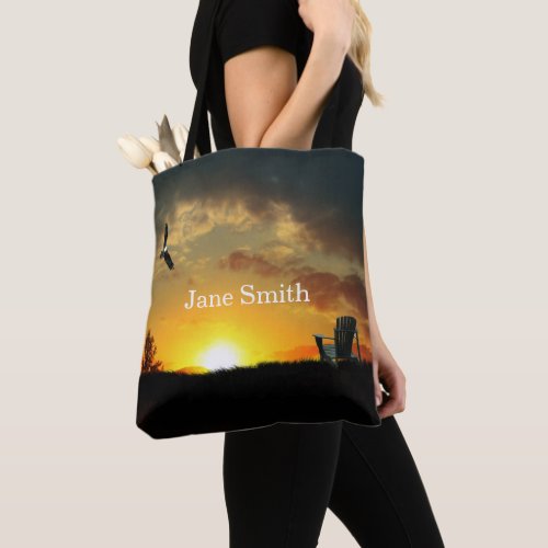 Yellow Sunset Grassy Meadow Tote Bag