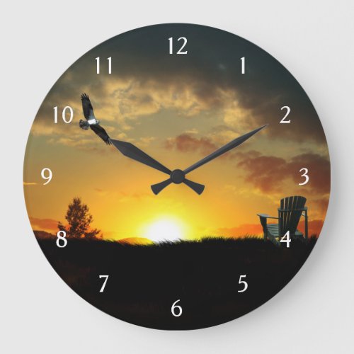 Yellow Sunset Grassy Meadow Wall Clock With Number