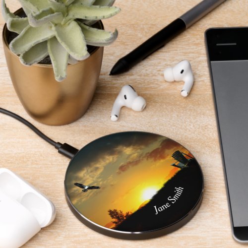 Yellow Sunset Grassy Meadow Wireless Charger
