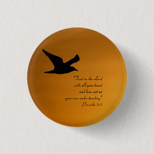 Yellow Sunset Sky Bird in Flight Faith Bible Verse Button