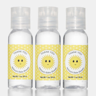 Yellow Sunshine and Stars Baby Shower Thank You Hand Sanitizer
