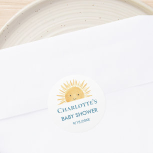 Yellow Sunshine Baby Shower  Classic Round Sticker