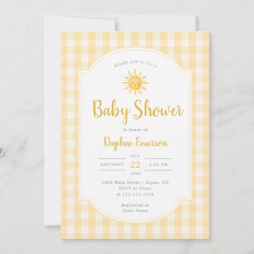 Yellow Sunshine Baby Shower Invitation