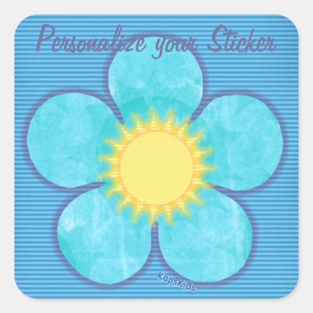 Yellow Sunshine Center Flower Square Sticker (Front)