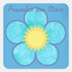 Yellow Sunshine Center Flower Square Sticker