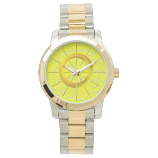 Yellow Sunshine Circles Time Watch