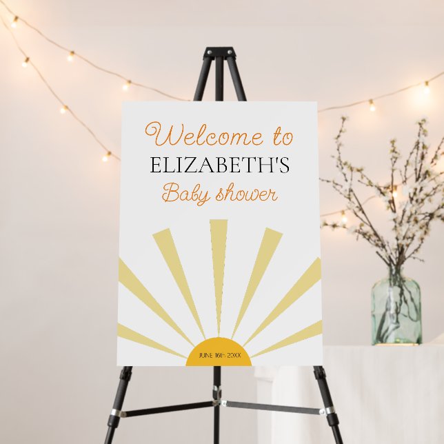 Yellow Sunshine Gender Neutral Baby Shower Welcome Foam Board (In Situ (Stand))