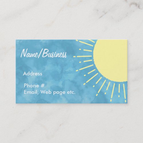 Yellow Sunshine In Blue Sky Custom   Business Card