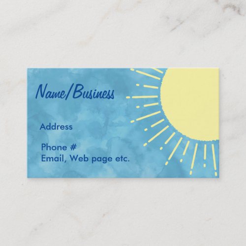 Yellow Sunshine In Blue Sky Custom   Business Card