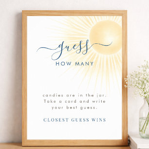 Yellow Sunshine Sun Baby Shower Guess Game Sign