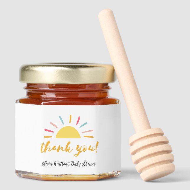 Yellow Sunshine thank you  Honey Jar Favors (Front)