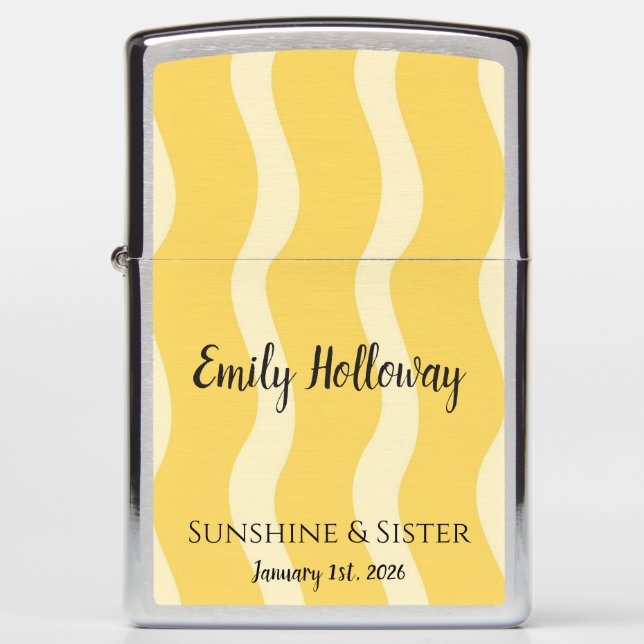 Yellow Sunshine Wedding Bridesmaid Gift Zippo Lighter (Front)