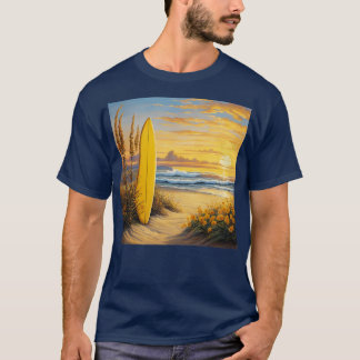 Yellow Surfboard in the sand at the beach TShirt