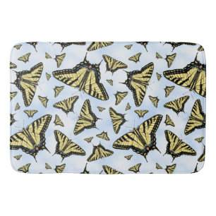 Yellow Swallowtail Butterflies Blue Sky Custom Bath Mat