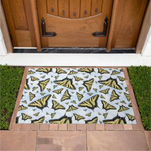 Yellow Swallowtail Butterflies Blue Sky Custom Doormat