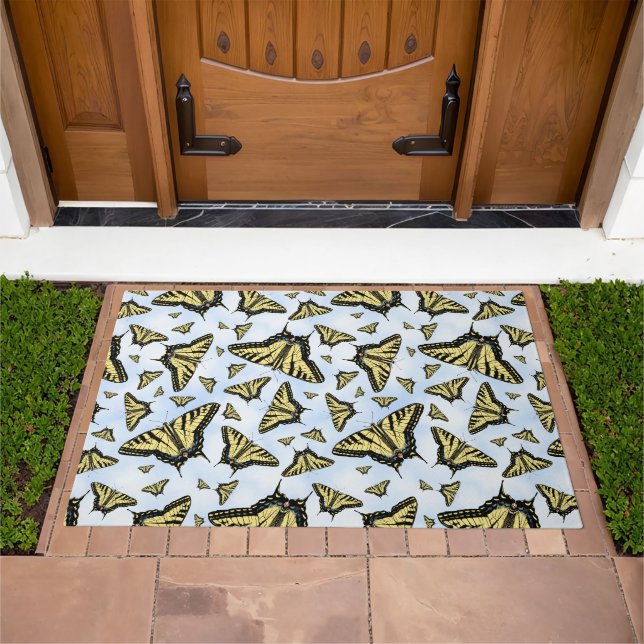 Yellow Swallowtail Butterflies Blue Sky Custom Doormat (Outdoor)