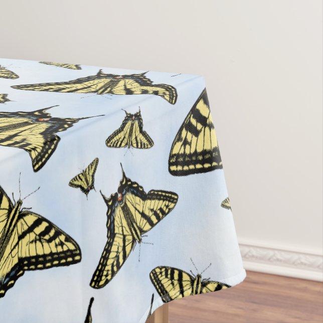 Yellow Swallowtail Butterflies Blue Sky Large Tablecloth (In Situ)