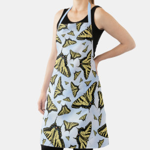 Yellow Swallowtail Butterflies Blue Sky Pattern Apron