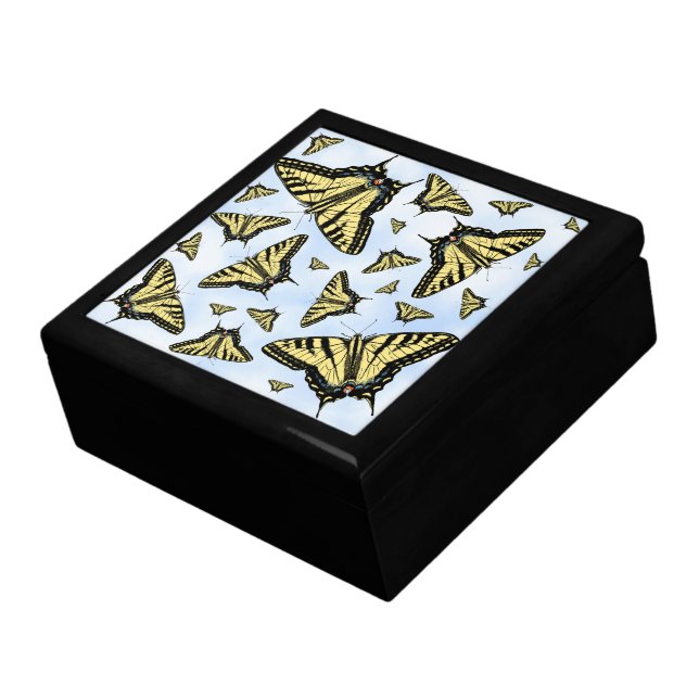 Yellow Swallowtail Butterflies Blue Sky Pattern Gift Box (Side)