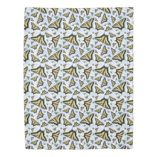Yellow Swallowtail Butterflies Blue Sky Twin Duvet Cover (Front)