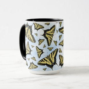Yellow Swallowtail Butterflies on Blue Sky Pattern Mug
