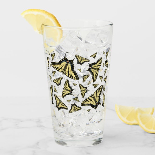 Yellow Swallowtail Butterflies Pattern Custom Glass (Front Ice)