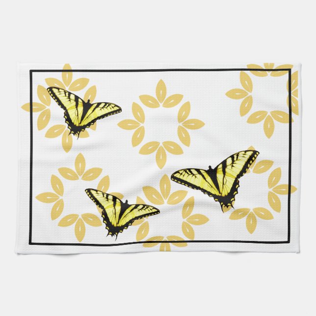 Yellow Swallowtail Butterflies Towel (Horizontal)