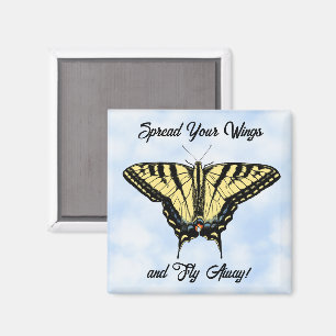 Yellow Swallowtail Butterfly Blue Sky Personalize  Magnet