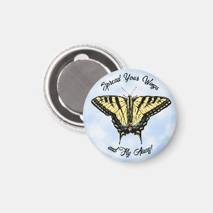 Yellow Swallowtail Butterfly Blue Sky Personalize Magnet