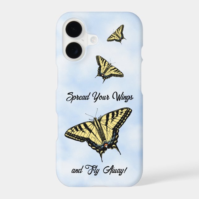 Yellow Swallowtail Butterfly Blue Sky Personalized iPhone Case (Back)