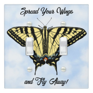 Yellow Swallowtail Butterfly Blue Sky Personalized Light Switch Cover