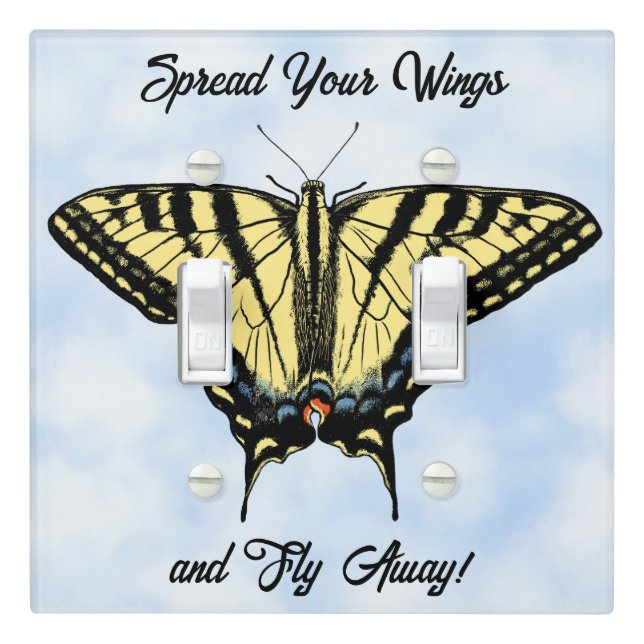 Yellow Swallowtail Butterfly Blue Sky Personalized Light Switch Cover (In Situ)