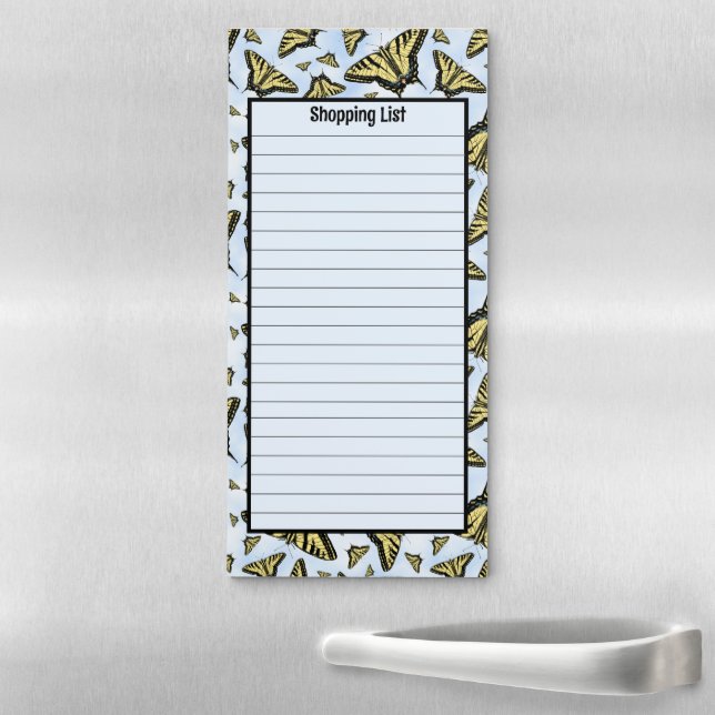 Yellow Swallowtail Butterfly Blue Sky Personalized Magnetic Notepad (In Situ)