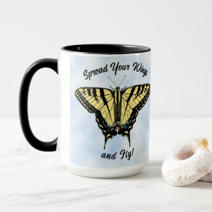 Yellow Swallowtail Butterfly Blue Sky Personalized Mug