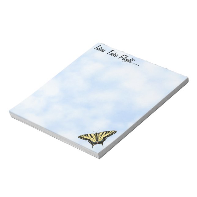 Yellow Swallowtail Butterfly Blue Sky Personalized Notepad (Rotated)